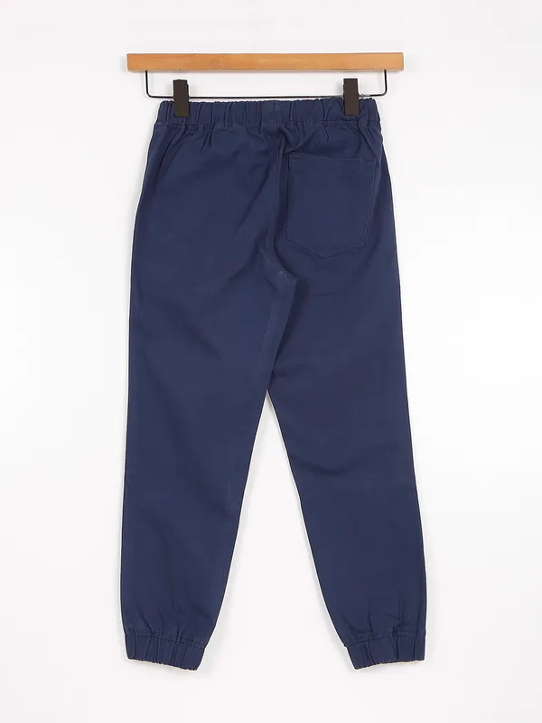 UCB navy cotton solid cargo pant