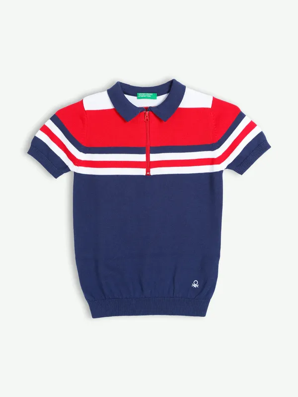 UCB navy knitted color block t shirt