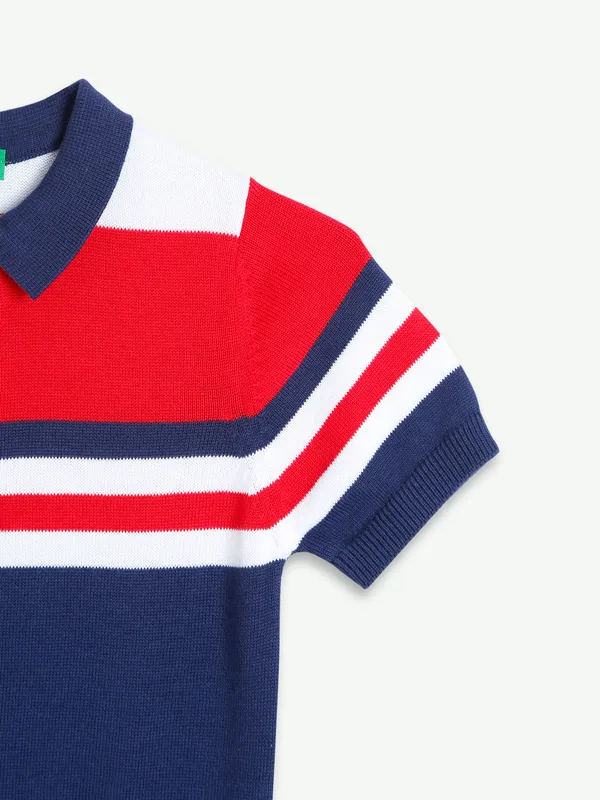 UCB navy knitted color block t shirt