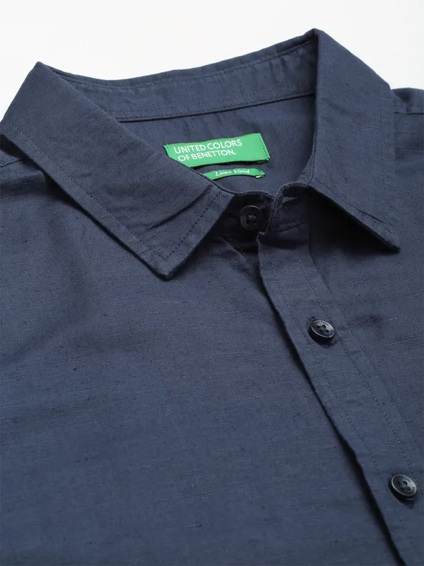 UCB navy plain cotton shirt for men