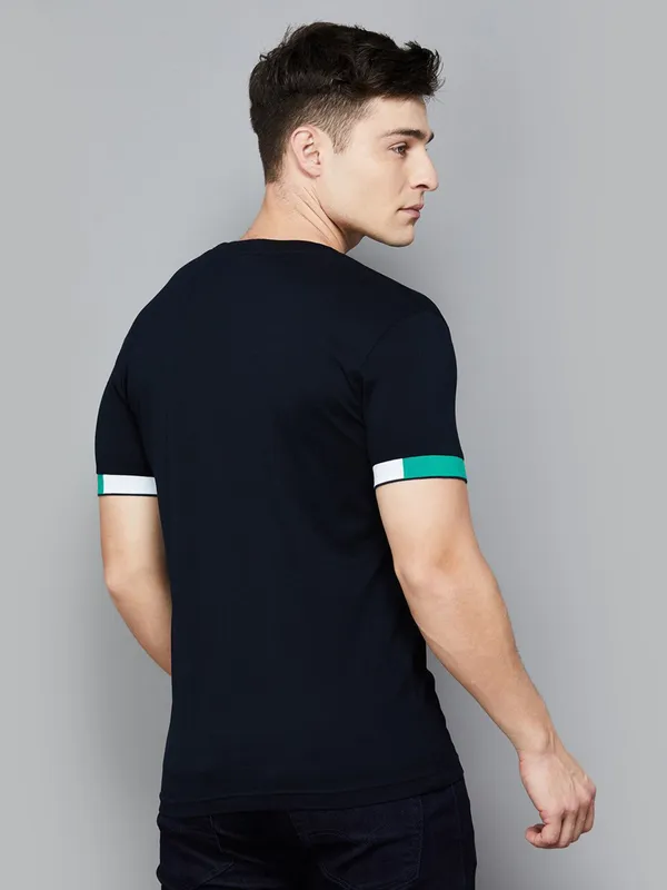 UCB navy plain slim fit cotton t-shirt