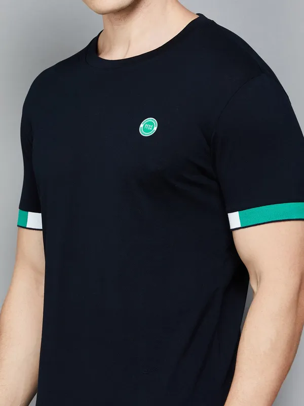 UCB navy plain slim fit cotton t-shirt