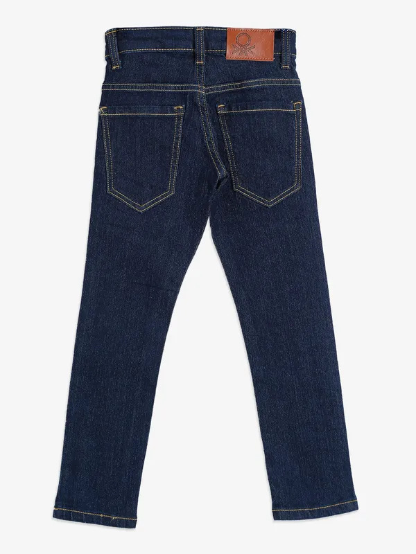 UCB navy solid slim fit jeans