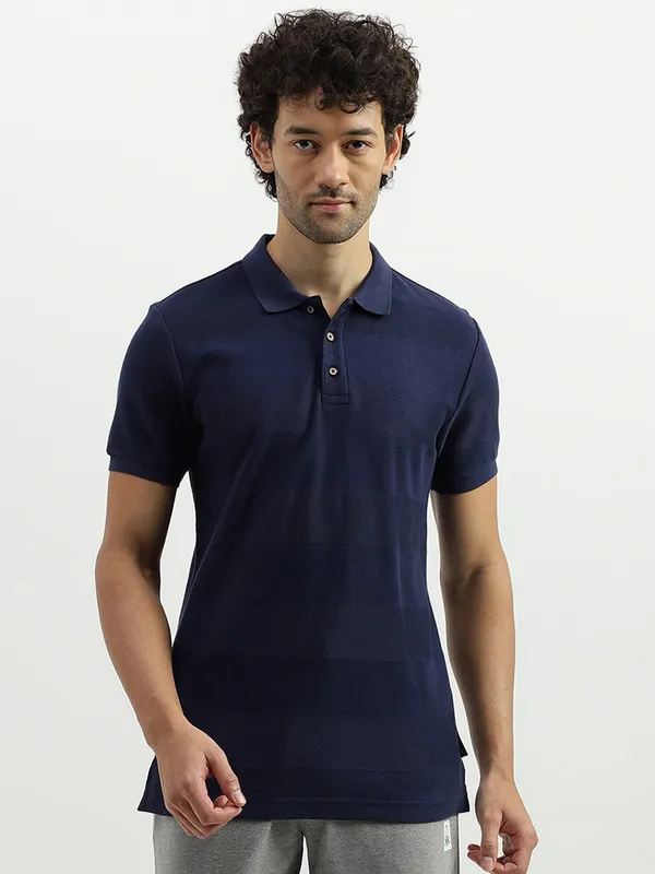 UCB navy stripe polo t shirt