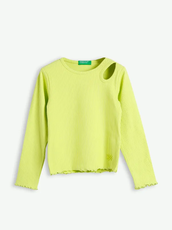 UCB neon green ribbed top