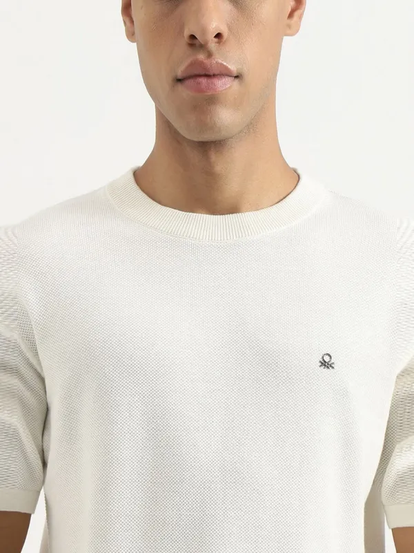 UCB off white knitted cotton t-shirt