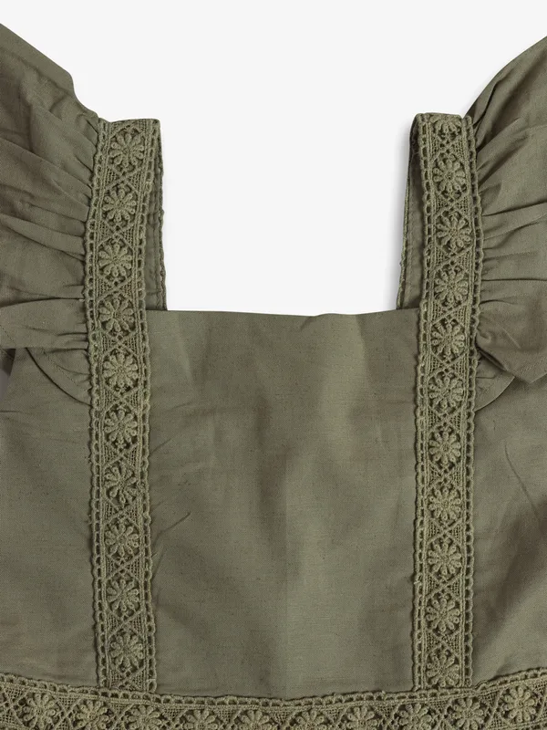 UCB olive cotton plain frock