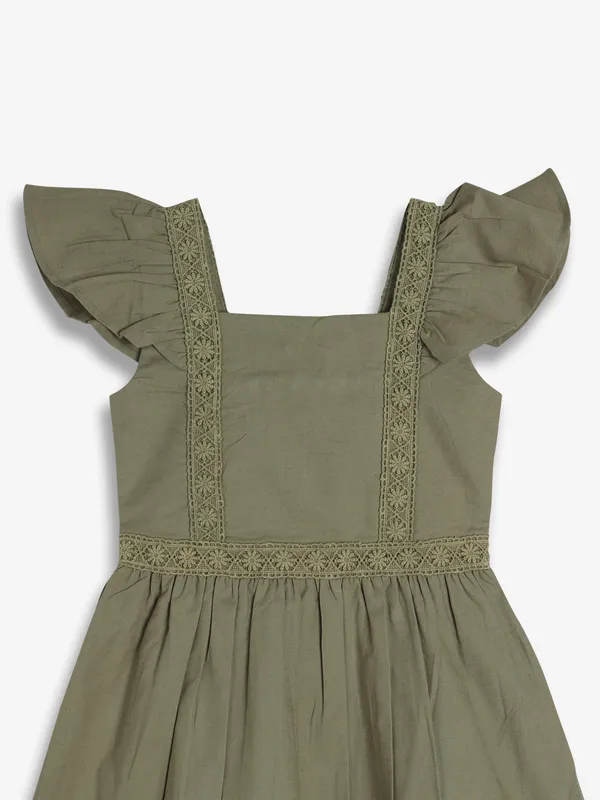 UCB olive cotton plain frock