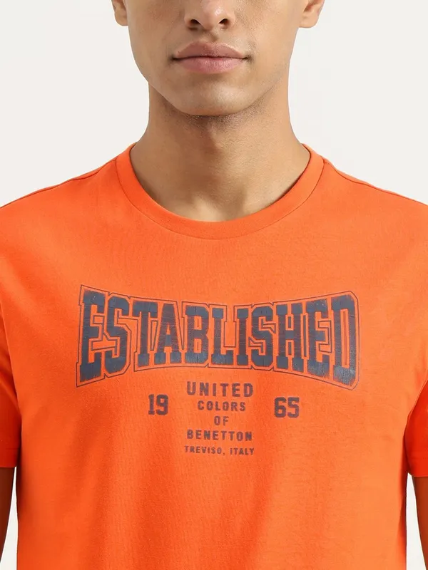 UCB orange printed slim fit t-shirt