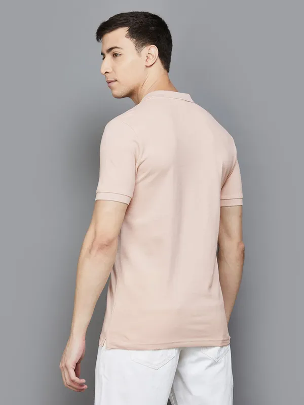 UCB peach plain cotton polo t-shirt
