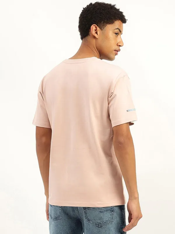 UCB peach printed round neck t-shirt