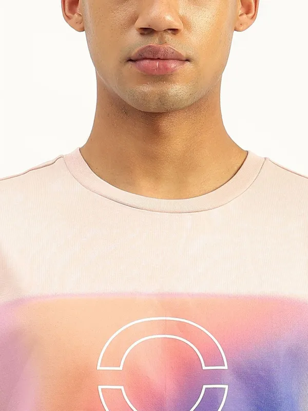 UCB peach printed round neck t-shirt