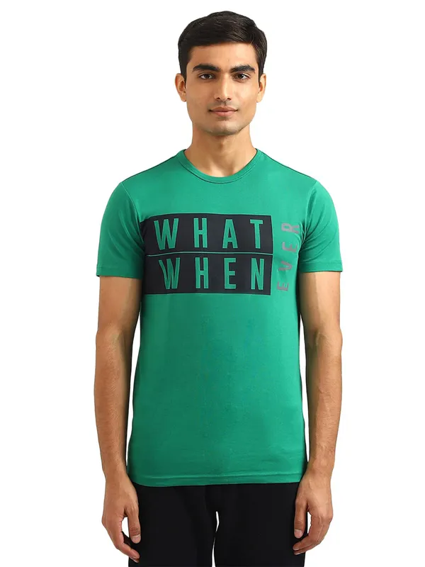 UCB peacock green cotton slim fit t shirt