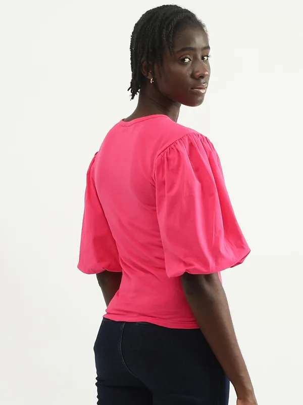 UCB pink cotton casual t shirt