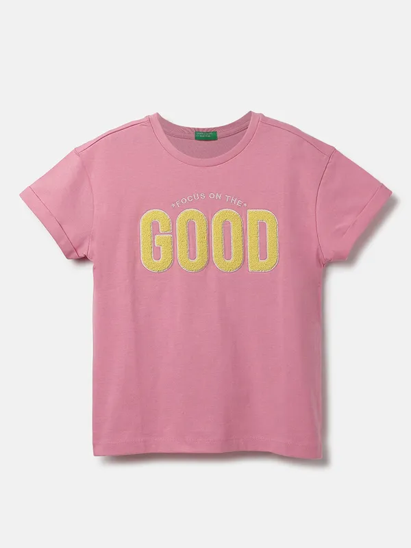 UCB pink cotton half sleeves top