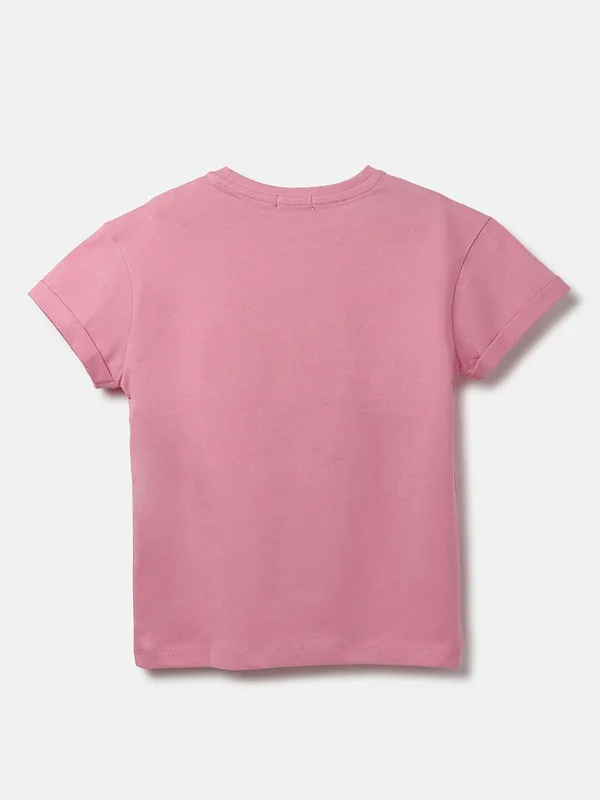 UCB pink cotton half sleeves top