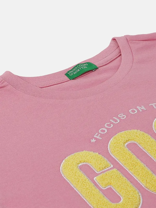 UCB pink cotton half sleeves top