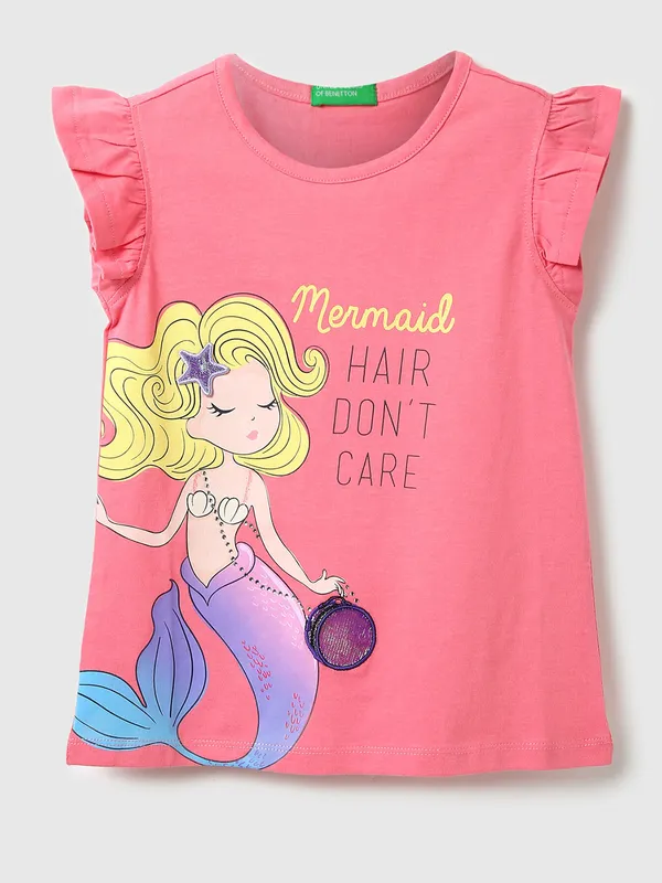 UCB pink cotton top in printed