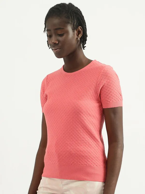 UCB pink knitted casual t shirt