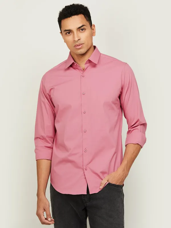 UCB pink plain cotton shirt