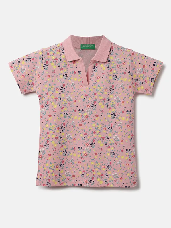 UCB pink printed cotton t shirt