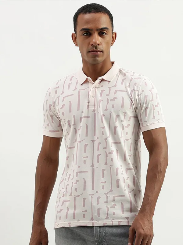 UCB pink printed polo cotton t shirt