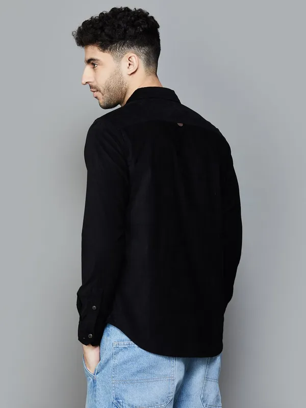 UCB plain black cotton shirt for men