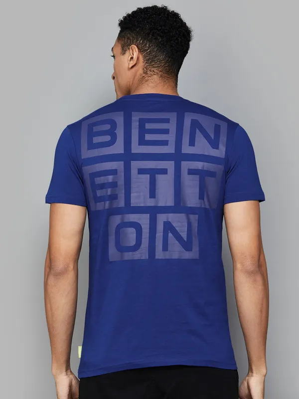 UCB plain blue cotton slim fit t-shirt