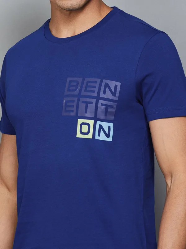 UCB plain blue cotton slim fit t-shirt
