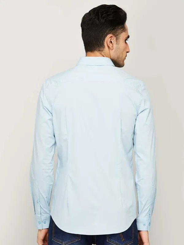 UCB plain casual cotton shirt in powder blue