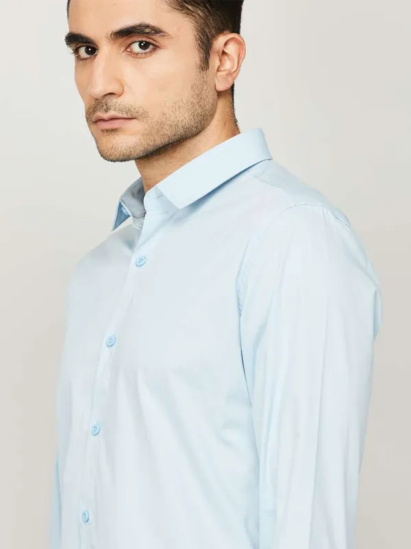 UCB plain casual cotton shirt in powder blue