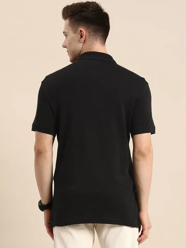 UCB plain cotton black polo t shirt