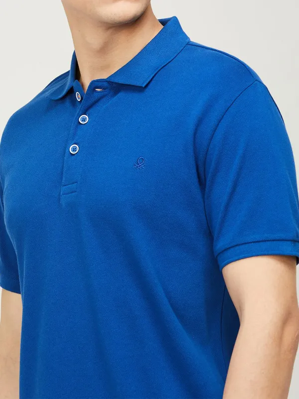 UCB plain cotton casual t shirt in blue