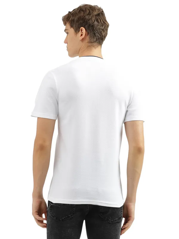 UCB plain cotton white slim fit t shirt