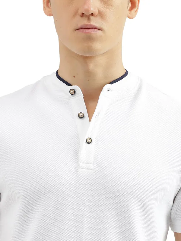 UCB plain cotton white slim fit t shirt