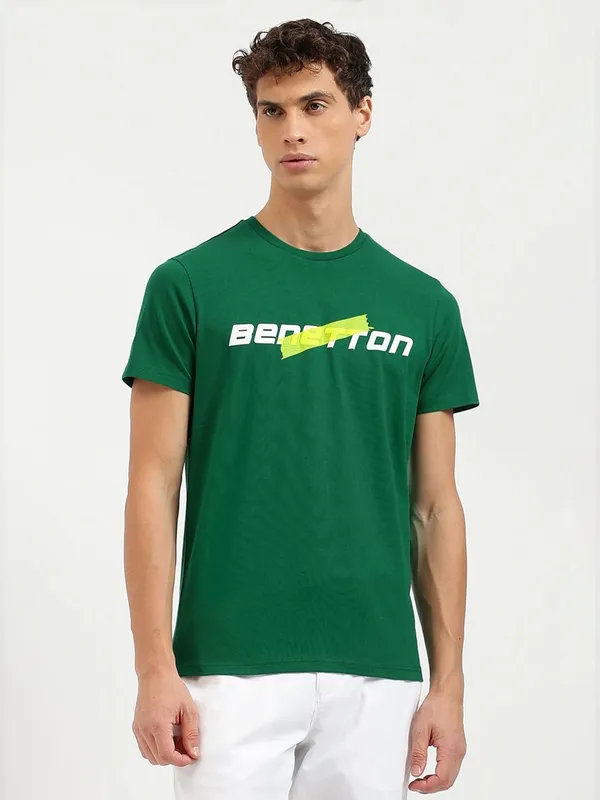 UCB plain green cotton slim fit t-shirt