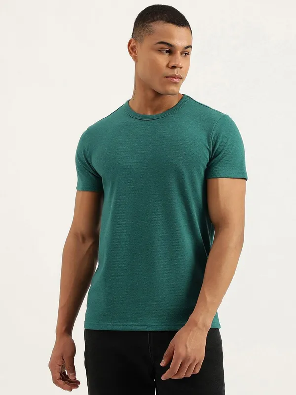 UCB plain green cotton t-shirt with cutaway collar