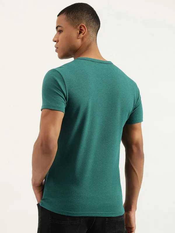 UCB plain green cotton t-shirt with cutaway collar