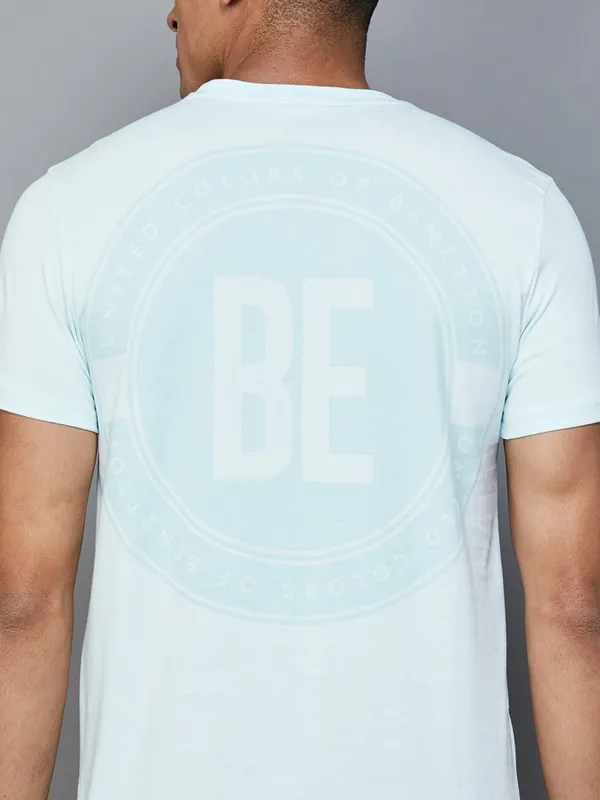 UCB plain light blue cotton slim fit t-shirt