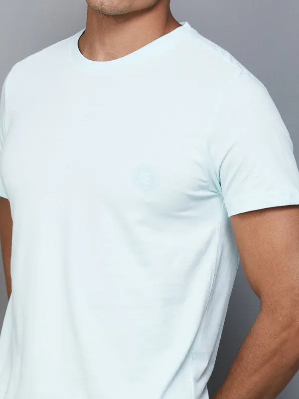 UCB plain light blue cotton slim fit t-shirt