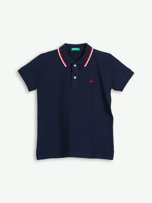 UCB plain navy cotton half sleeves t shirt