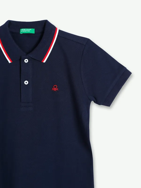 UCB plain navy cotton half sleeves t shirt