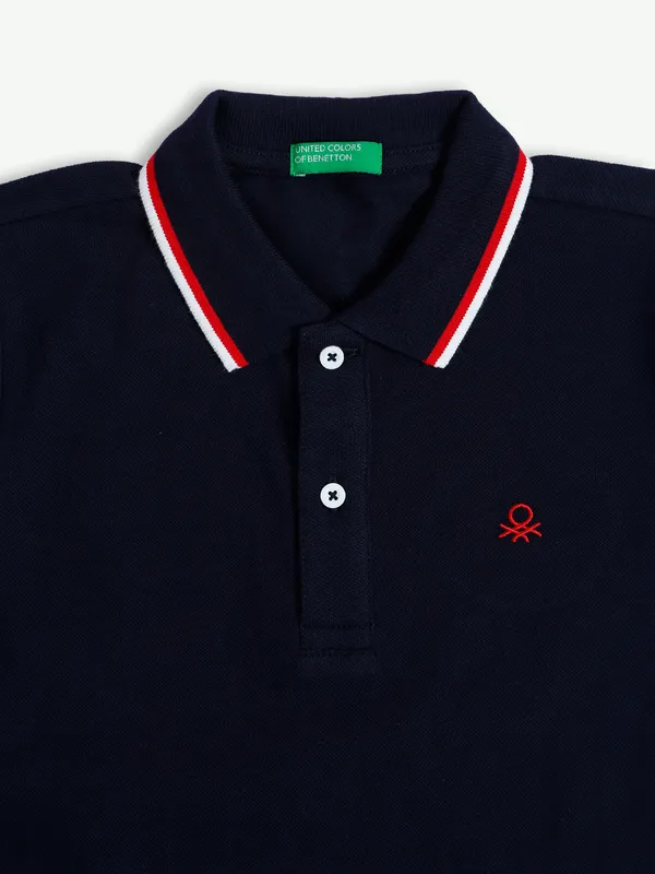 UCB plain navy cotton half sleeves t shirt
