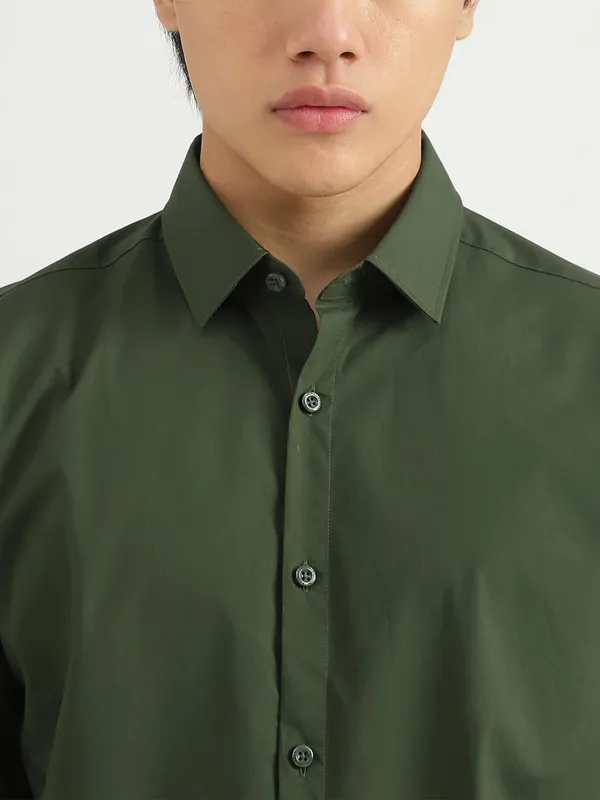 UCB plain olive cotton shirt