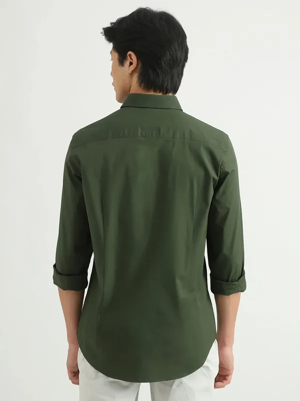 UCB plain olive cotton shirt