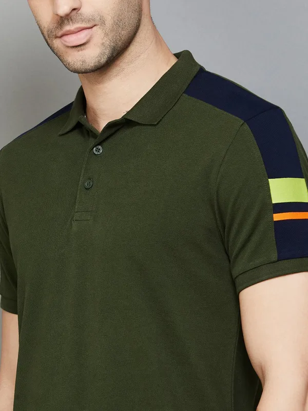 UCB plain olive t-shirt in cotton fabric