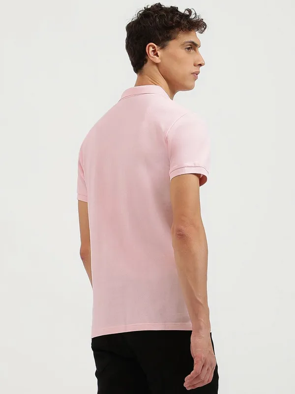 UCB plain pink cotton t-shirt with polo collar