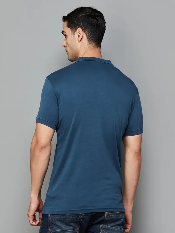 UCB plain prussian blue polo t shirt