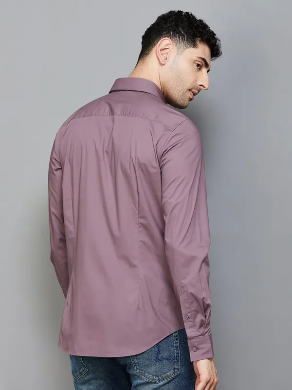 UCB plain purple cotton shirt with cutaway collar