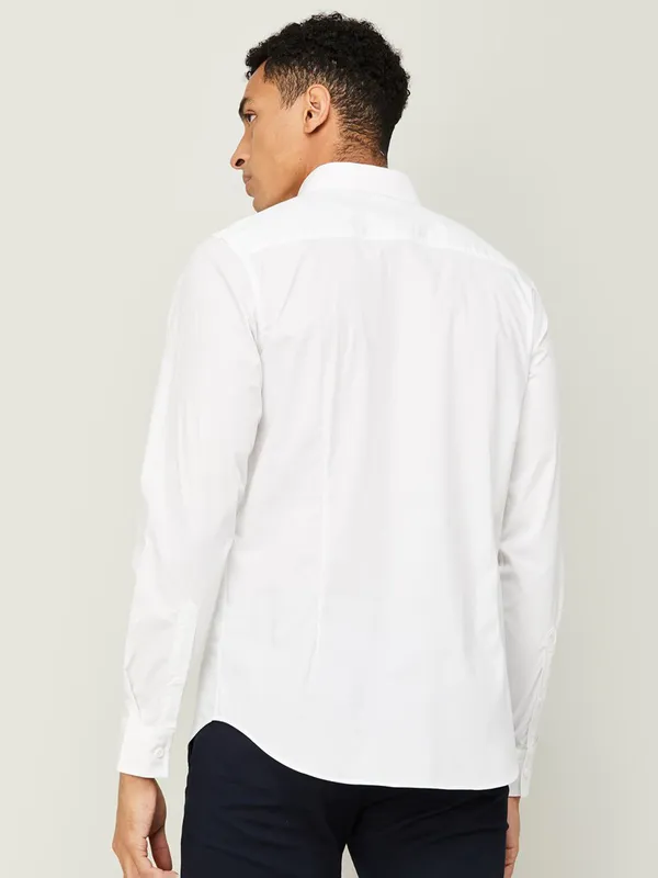 UCB plain white cotton full sleeves shirt